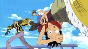 Still from I Won't Die! Fierce Battle, Luffy vs. Krieg!