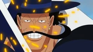 Still from The Great Swordsman Mihawk! Luffy Comes Under the Attack of the Black Sword!